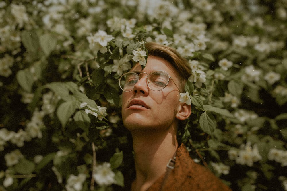 Man in flowers