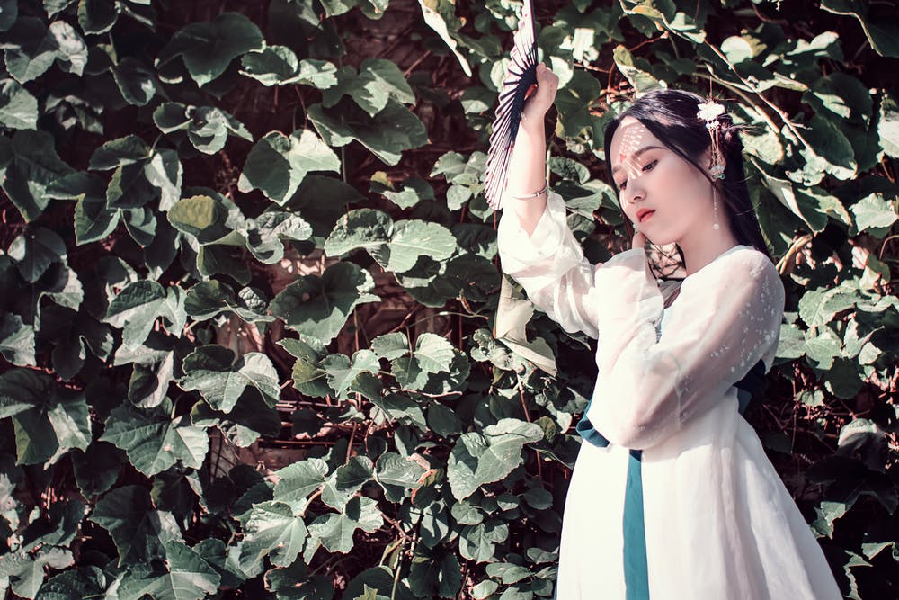 Asian girl with fan