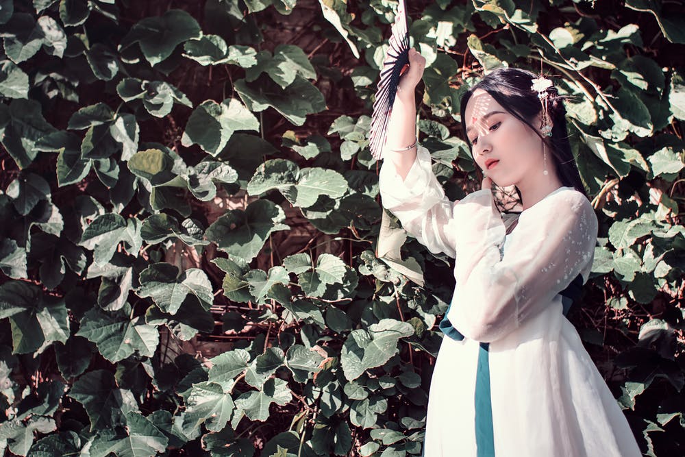 Asian girl with fan 