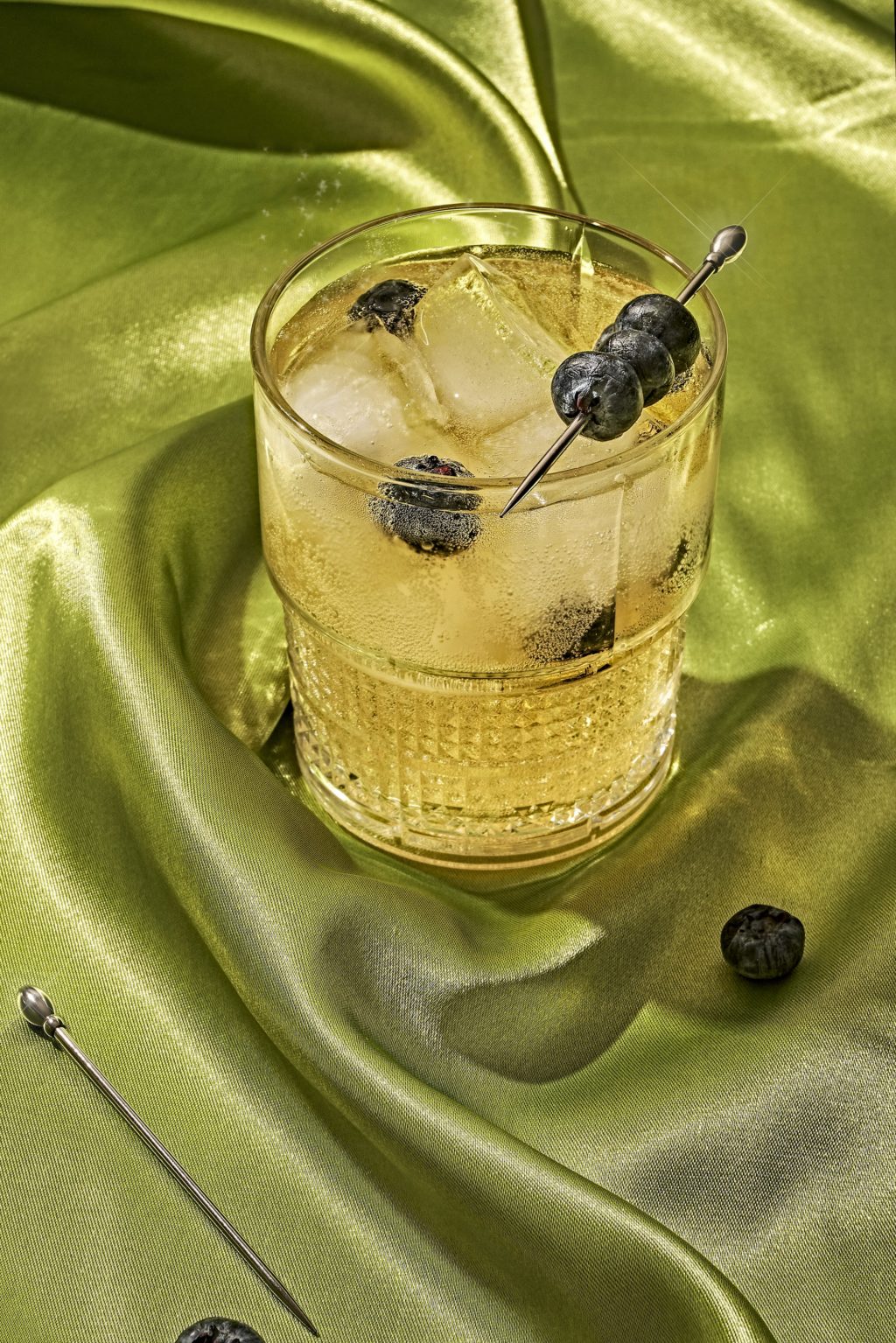 green silk and cocktail