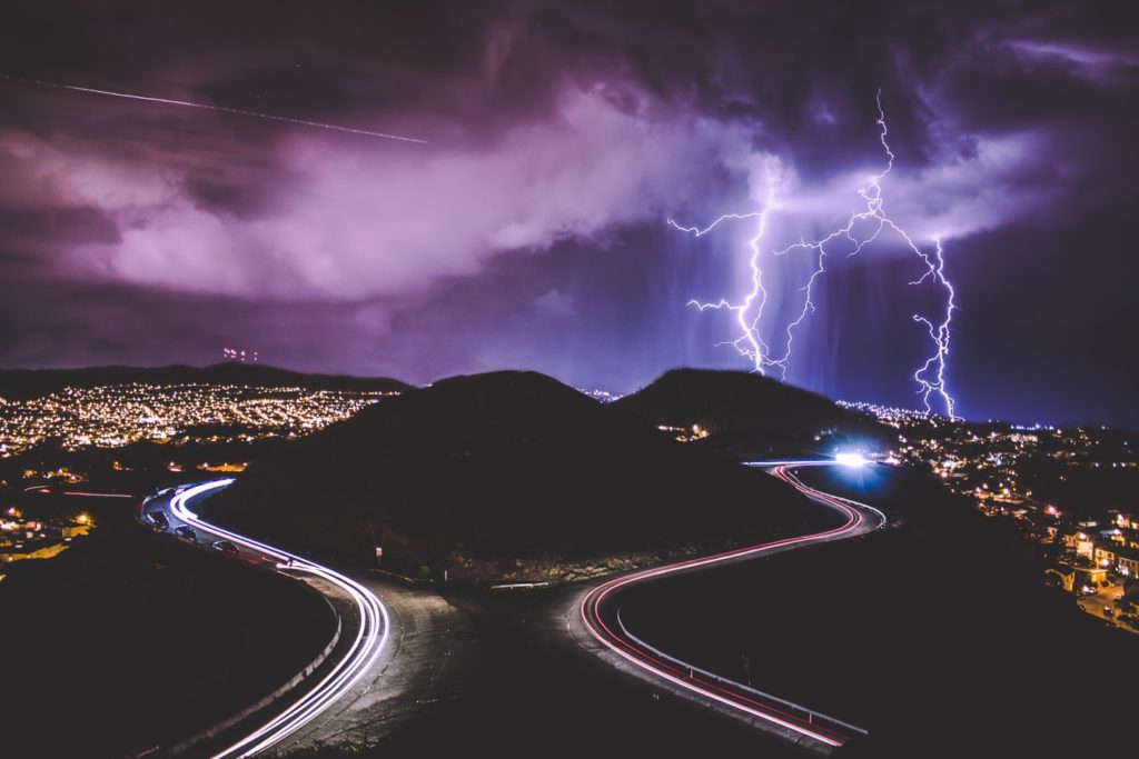 stormy skies lightning photo