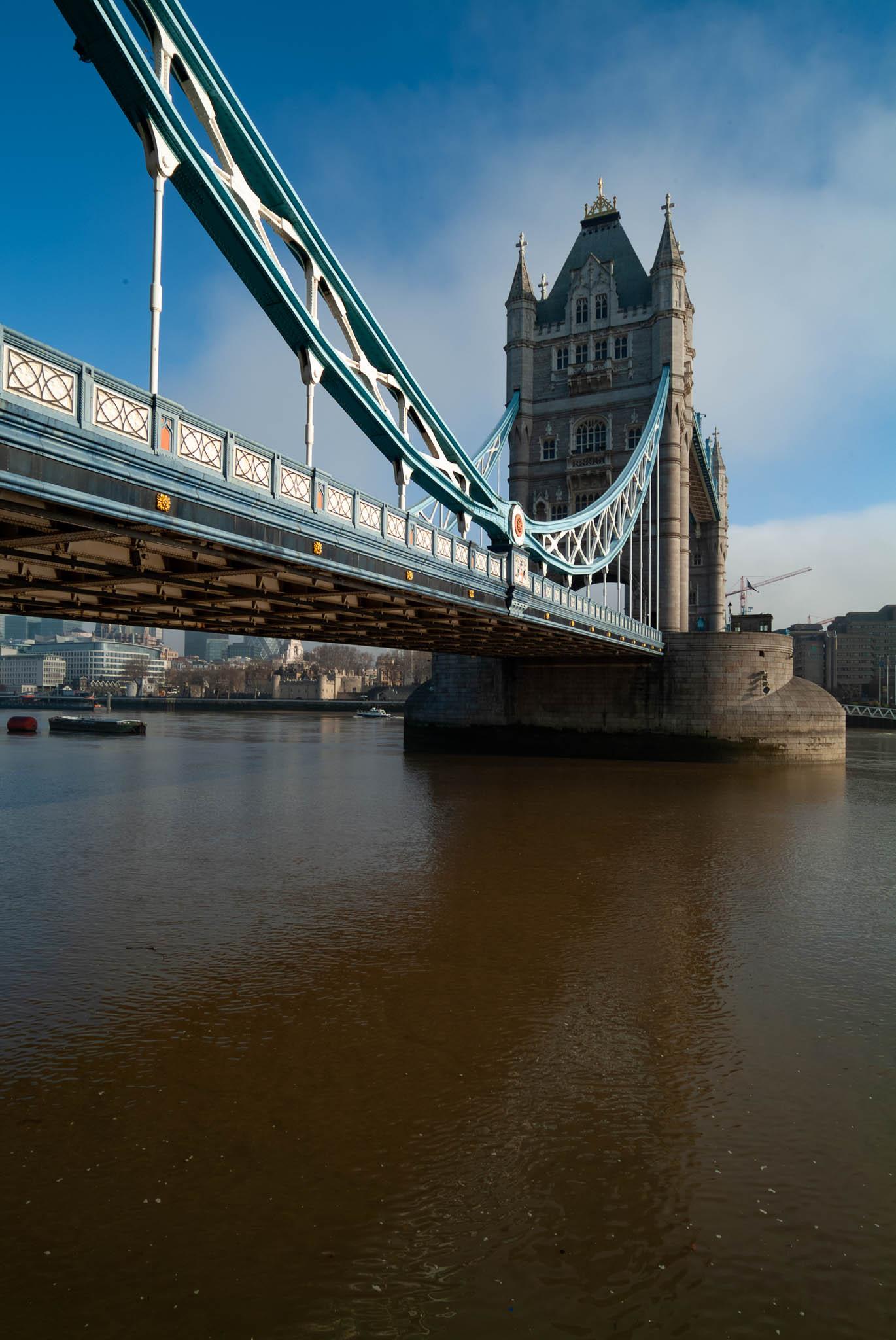 Portrait format photo of Tower bridge in the early 2000s