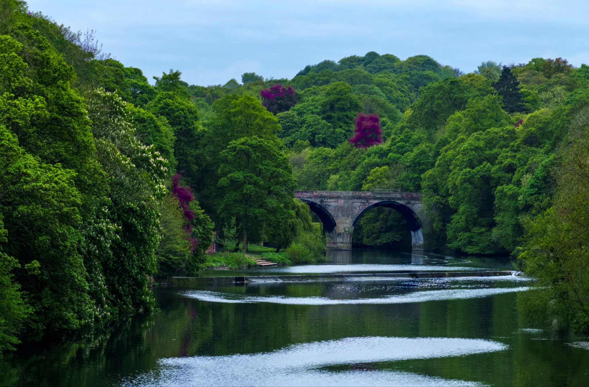 Prebends Bridge and the River Wear in the heart of Durham, England