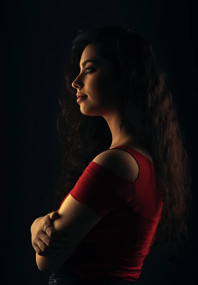 woman in red tank top