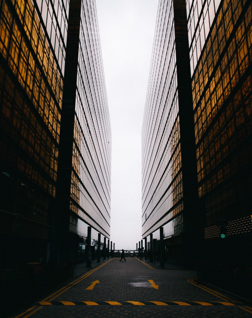 road in between buildings