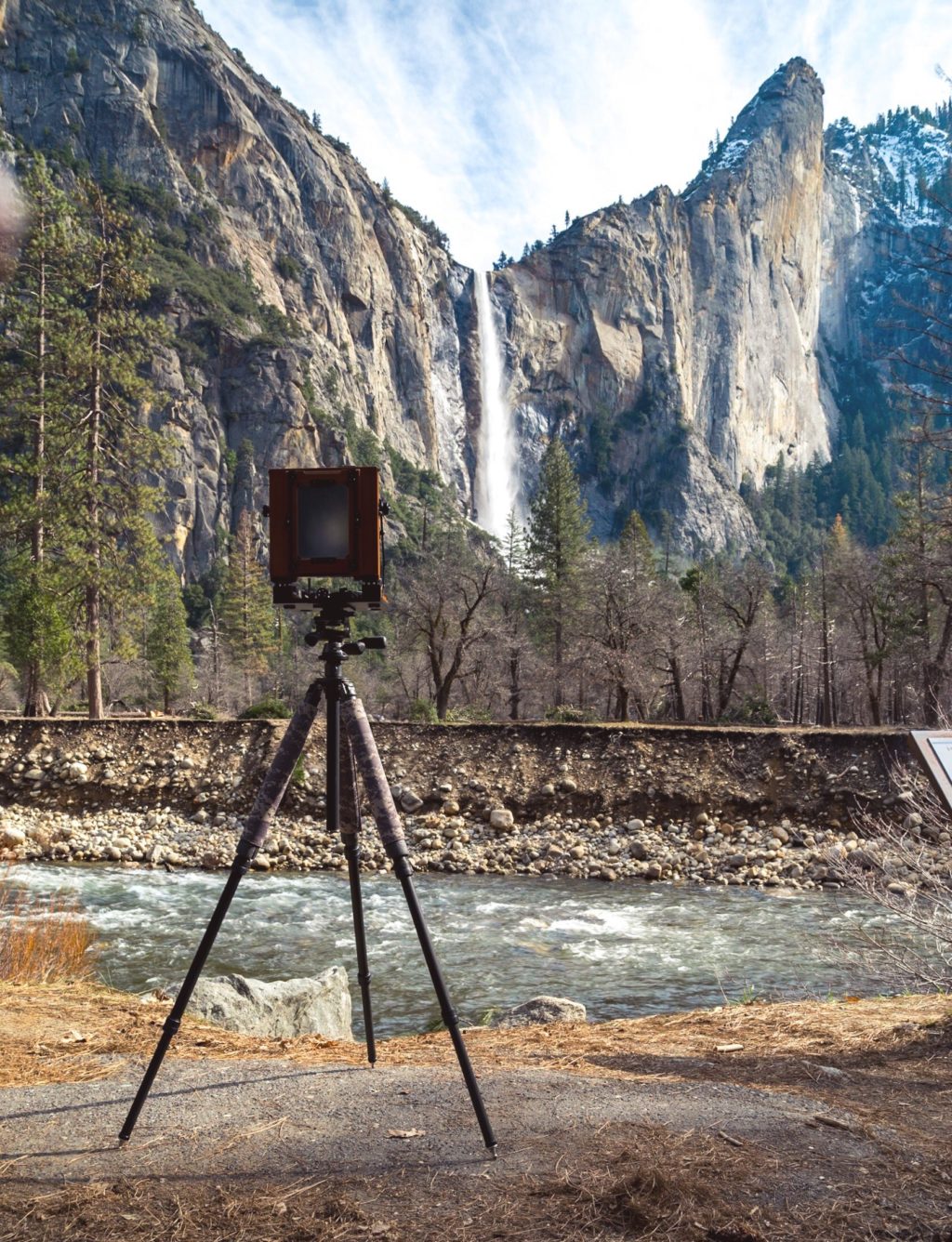 Large format camera taking beautiful landscape