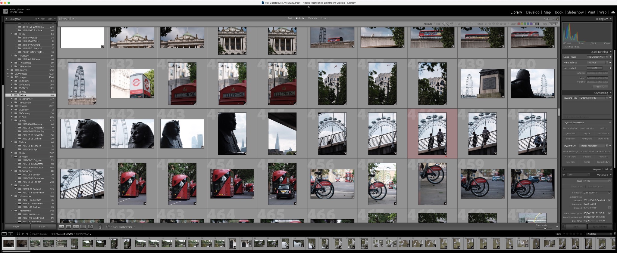 Screenshot of a Lightroom Catalogue 