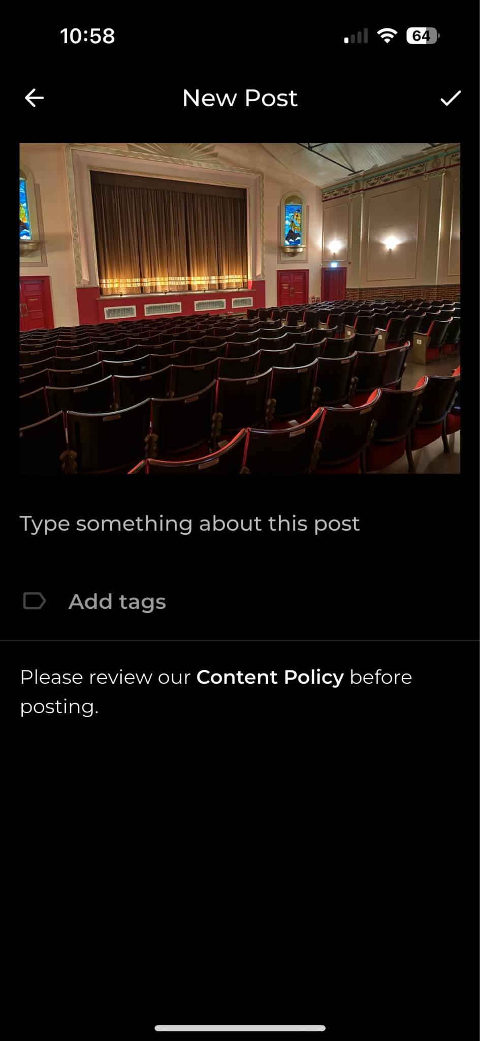 Screenshot of an upload page on the Foto app 