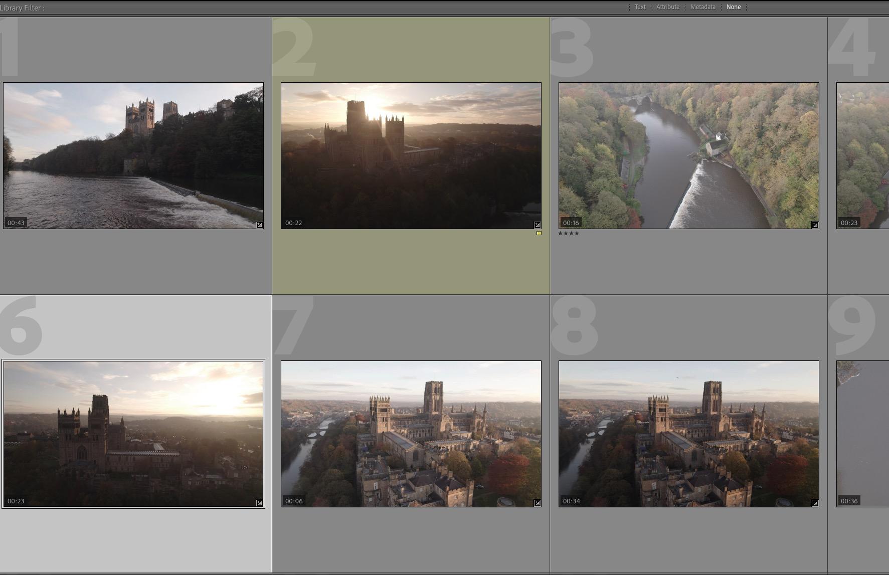 Screenshot of video being catalogued in Adobe Lightroom