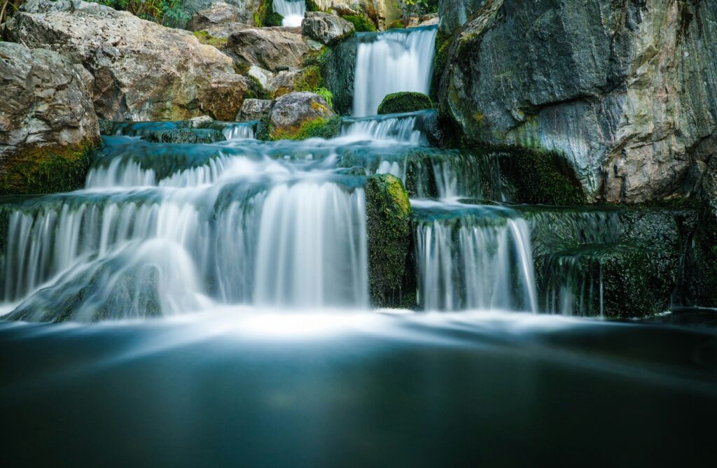 Slow shutter speed used to create ethereal looking water on a waterfall