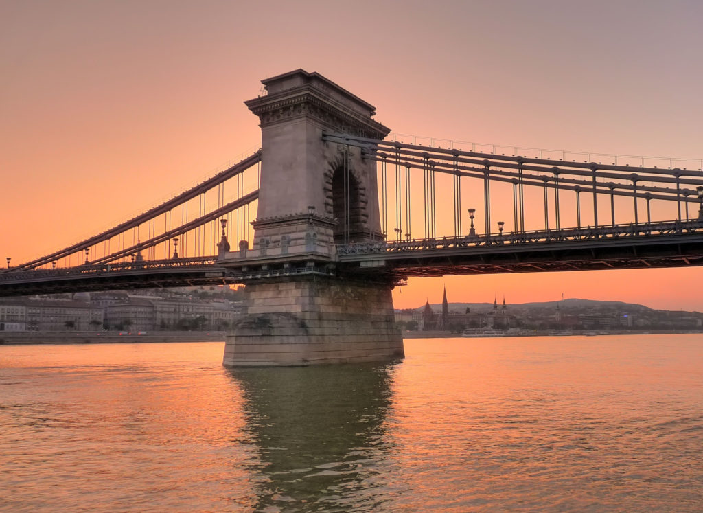 sunset over the danube budapest