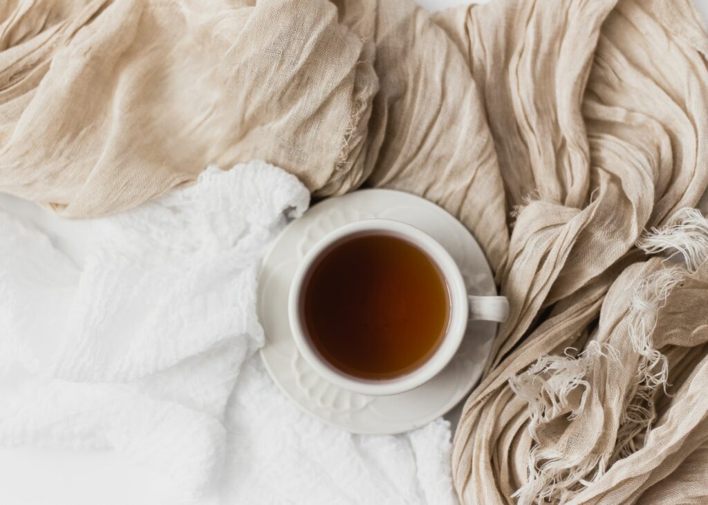 coffee flatlay nude tones