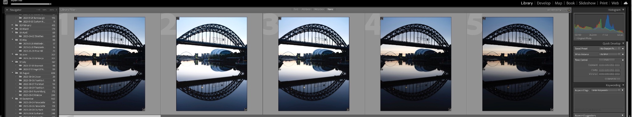 The full bracket sequence of the Tyne Bridge photo