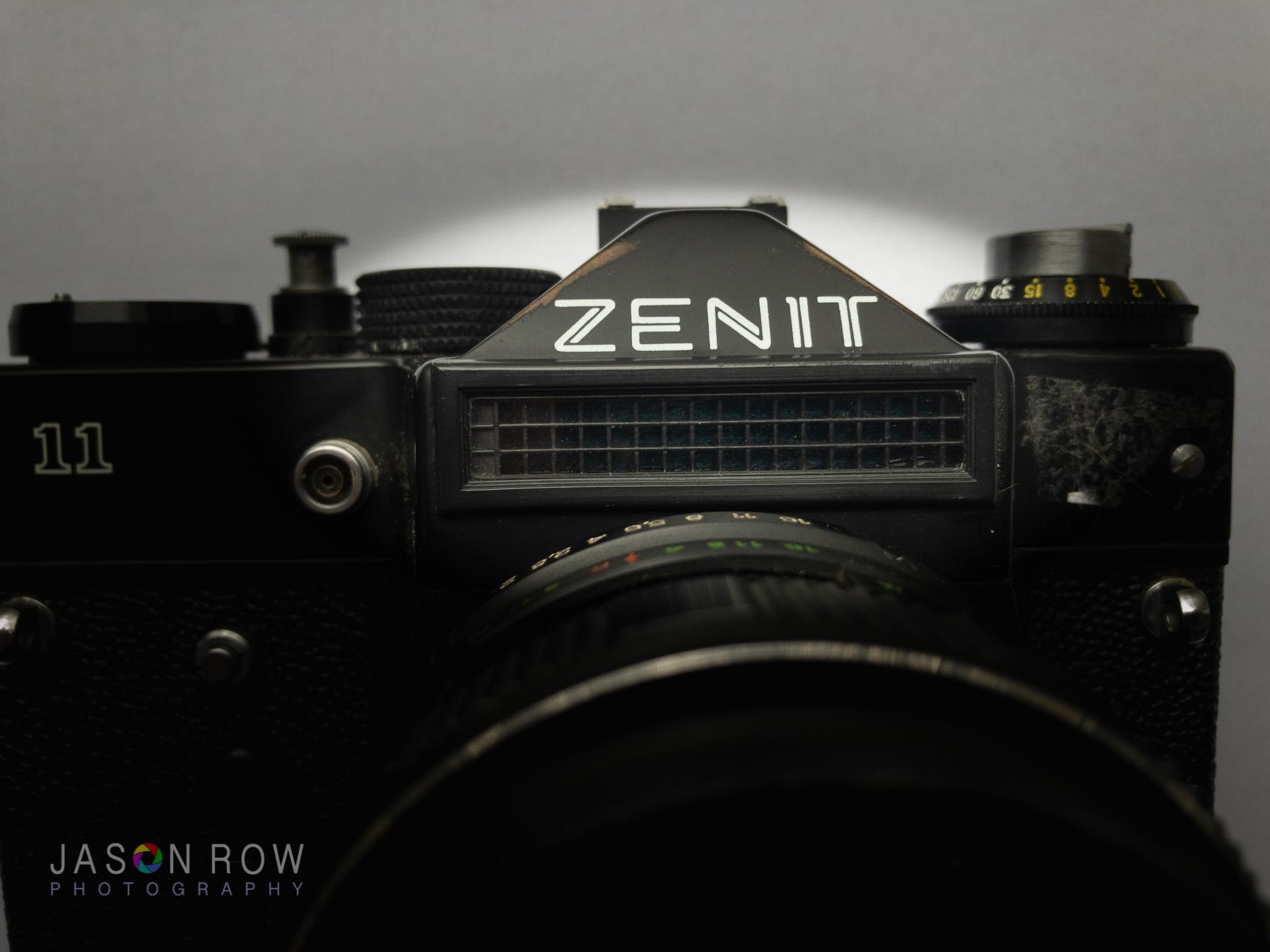 The top of a Zenit 11 film camera
