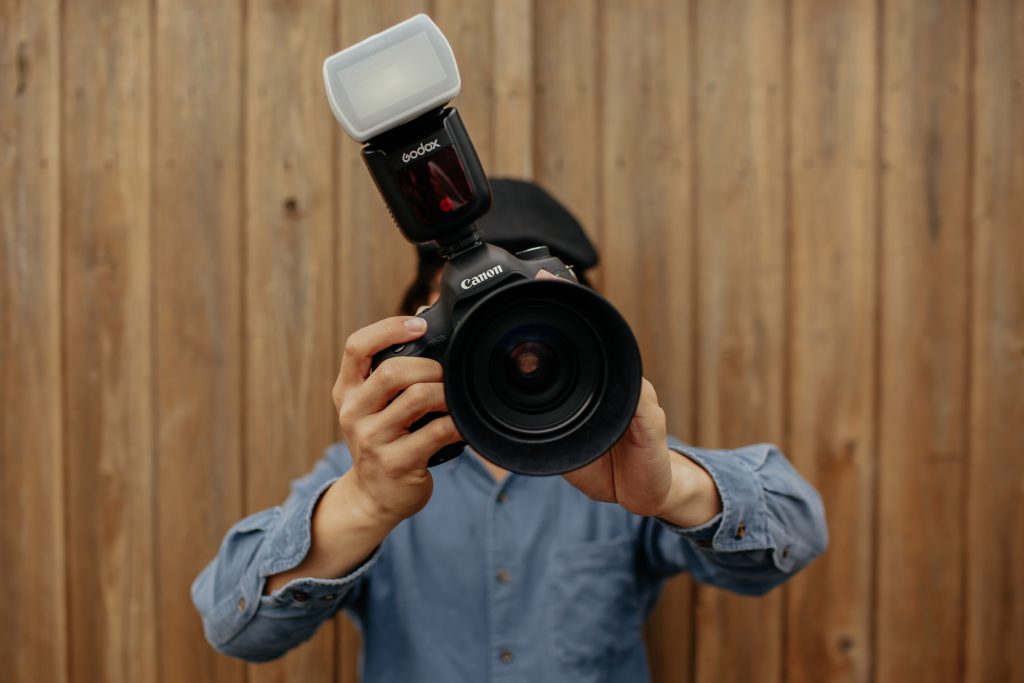 Flashgun mounted on camera 