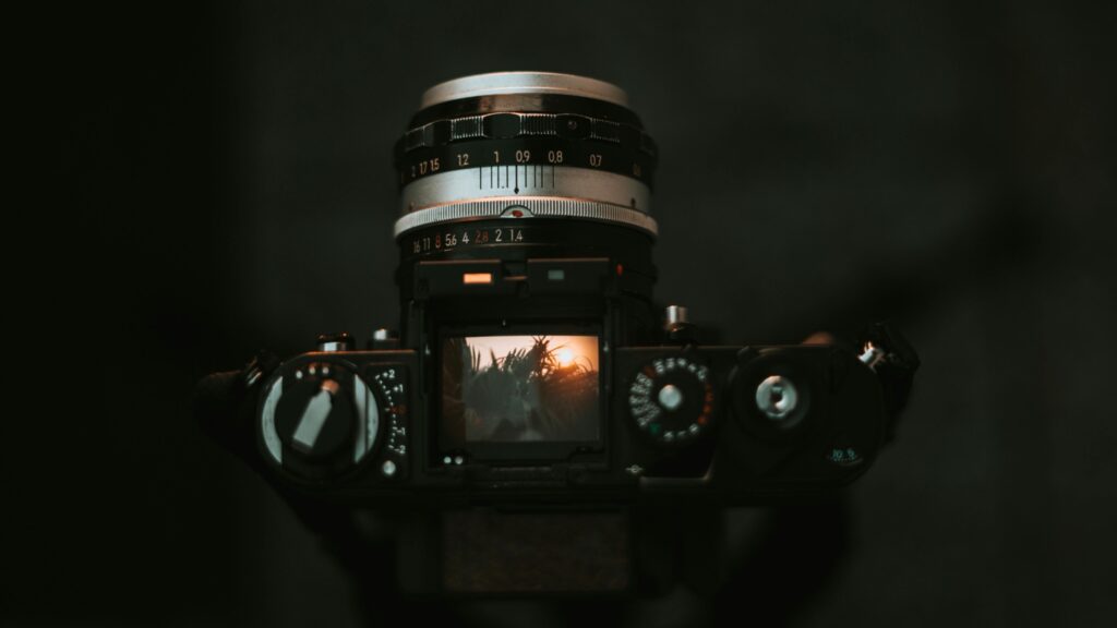 top down view of film camera with pentaprism removed