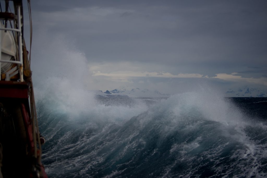 Storm at sea from a boat.