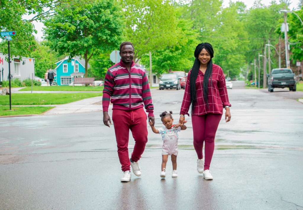 family taking a walk