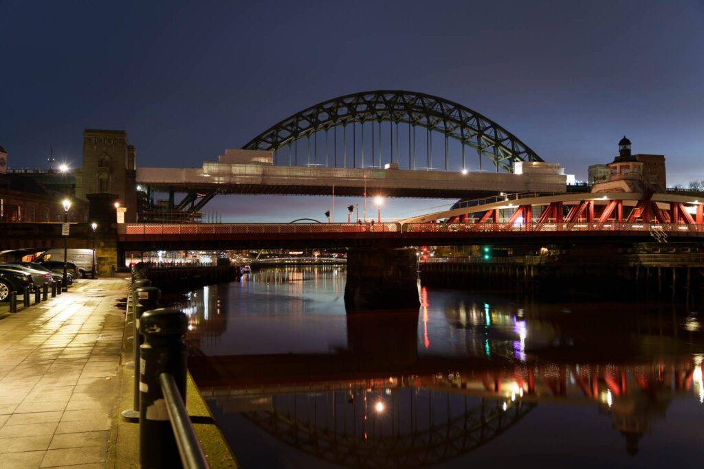 Tyne Bridges shot at night at 12800ISO and denoised in DXO Photolab 9