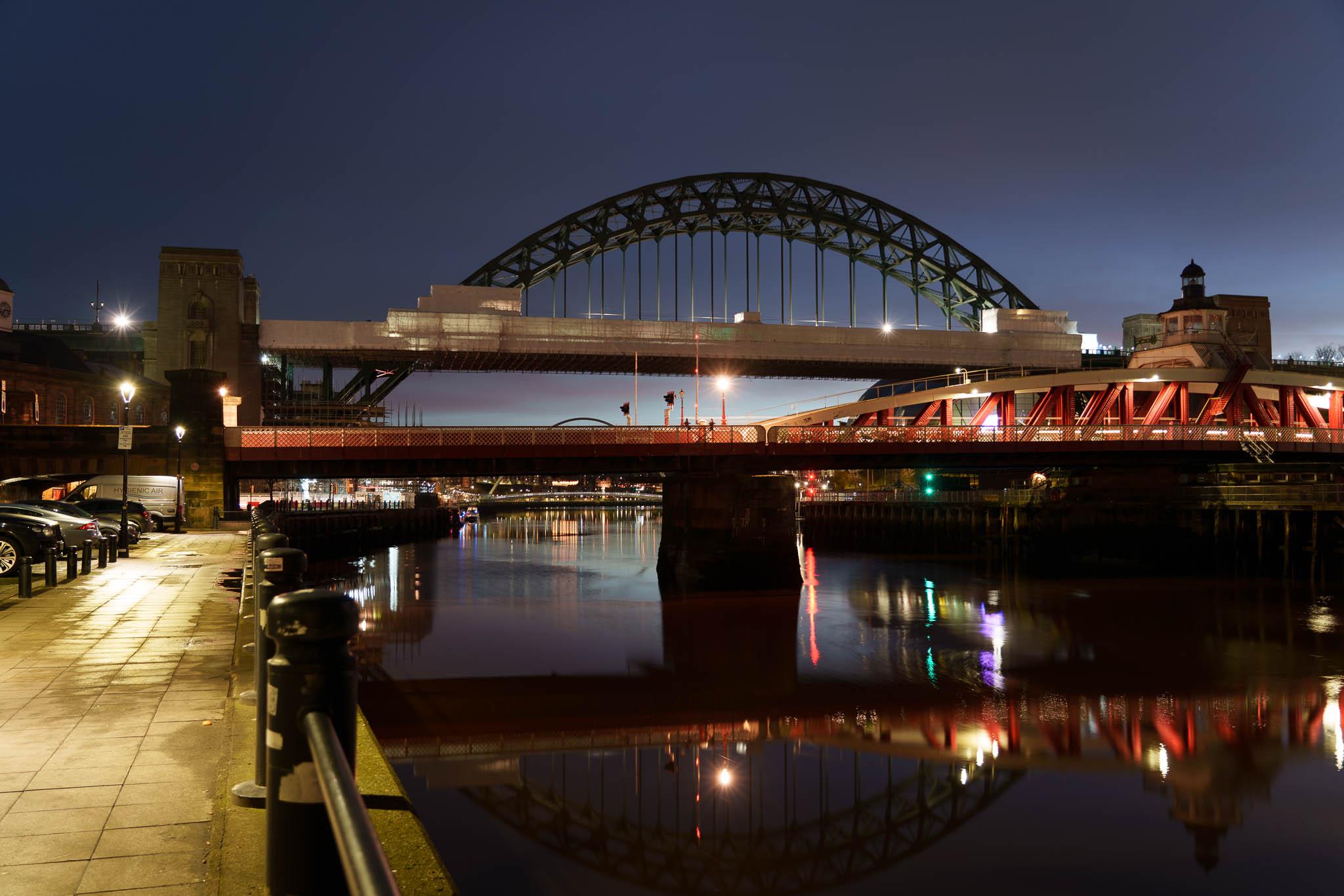 Tyne Bridges shot at night at 12800ISO and denoised in DXO Photolab 9