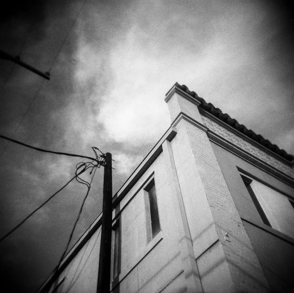 small town scene shot with holga