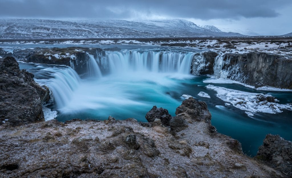 Beautiful blue large waterfall