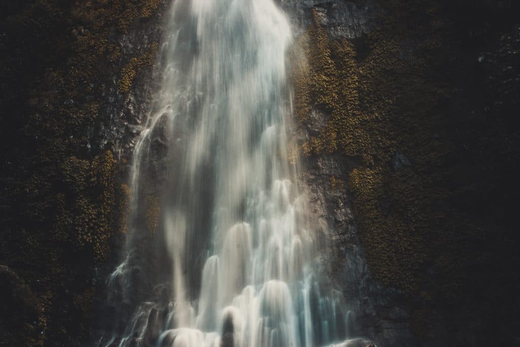 close up mountain waterfall
