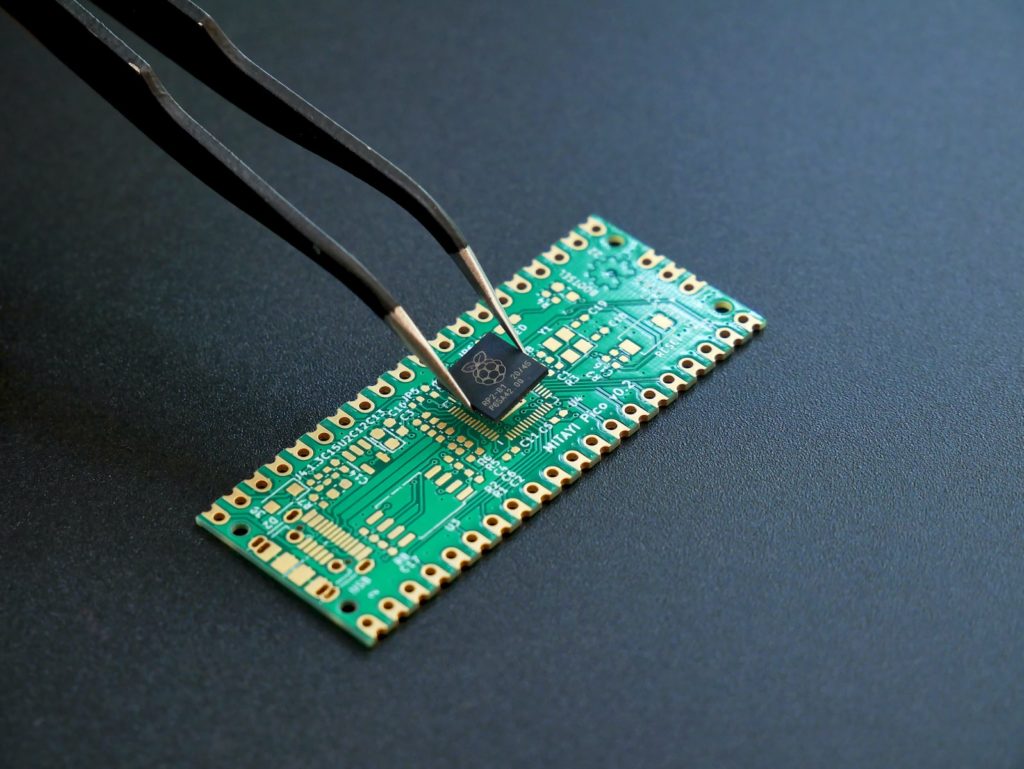 Chip being placed on circuit board